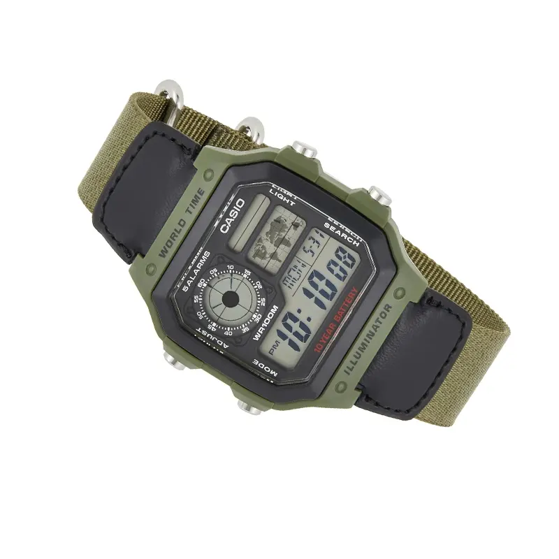 Casio Youth Digital Grey Dial Nylon Men's Watch- AE-1200WHB-3BV